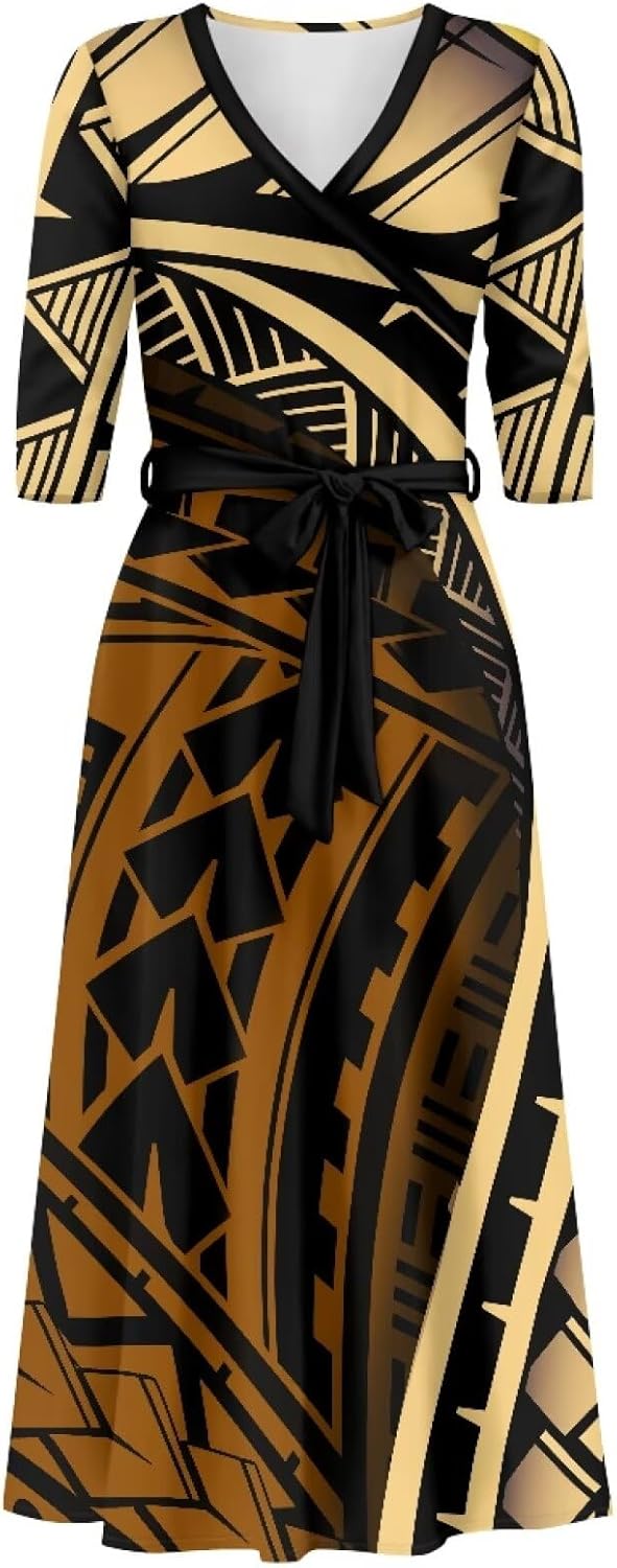 Samoa Couple Outfit Polynesian Dress for Women Traditional Puletasi Shirts for Men Tribal Shorts Trunks