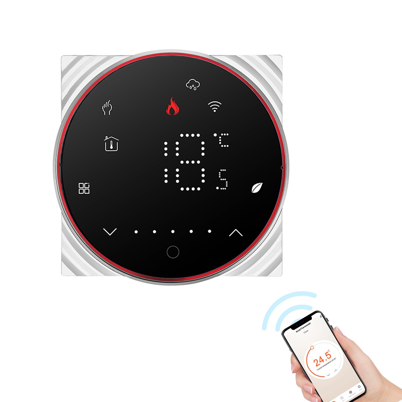 Matybobe Smart Tuya WiFi Thermostat Voice Control 16A Digital Programmable Underfloor Heating Temperature Controller Digital Intelligent Wall Thermostat with Dimmable Light Color for Electric Heating