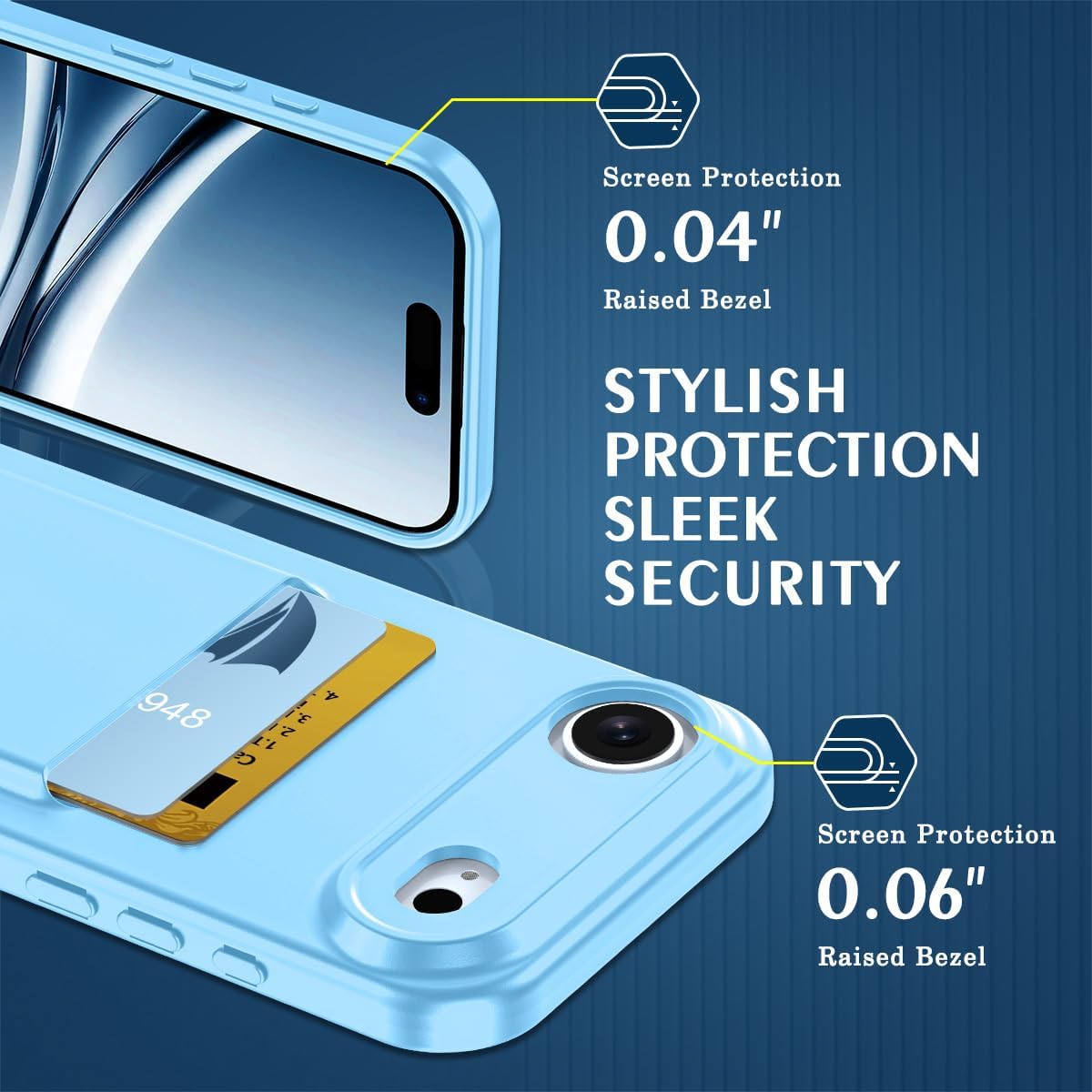 Petocase for iPhone Air Wallet Case Card Holder Slot Ultra Slim Fit Flexible TPU Gel Rubber Soft Skin Silicone Protective Phone Case Cover for Apple iPhone 17 Air 6.5 inch Light Blue - Image 3