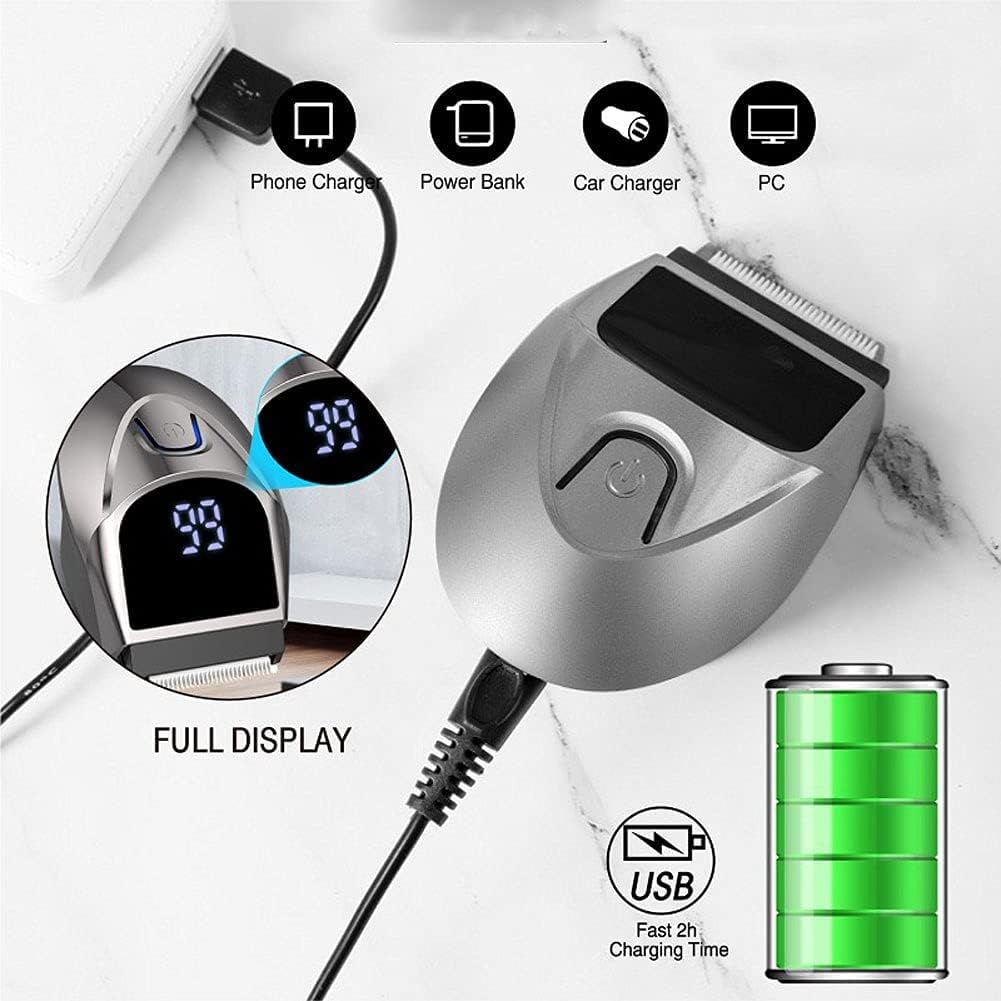 SUYOOULIN Self-Haircut Hair Clippers, Shortcut Grooming Haircut Kit, Waterproof Rechargeable Cordless Electric Hair Trimmer Men Head Clippers, 2 Cutting Heads, 4-in-1 Limit Comb (Silver)