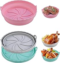 UJONGE 3 PCS Air Fryer Silicone Liner 8.5 Inch - Silicone Air Fryer Liners, Airfryer Silicone Basket - Reusable Air Fryer Accessories, Replacement for Air Fryer Parchment Paper Liners