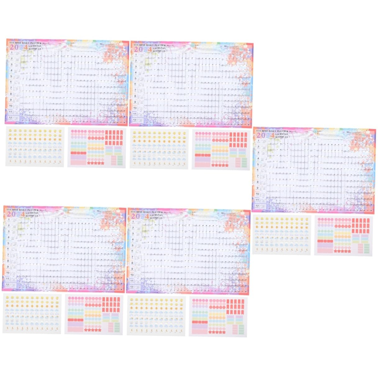 SEWACC 5 Piezas Calendario Calendario De Pared Anual De 12 Meses De Pared Anual 2024 s Diarios De Cuenta Regresiva Papel Colorful
