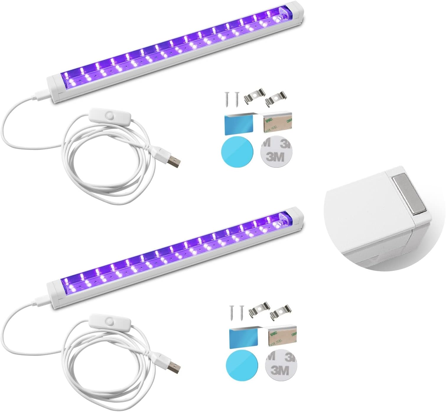 THLIFURE UV Black Light Bar USB DC 10W 1ft LED Blacklight Bar Strip Lights for Bedroom Fluorescent Paint Poster Party Glow in The Dark Light Magnet 2 Pack