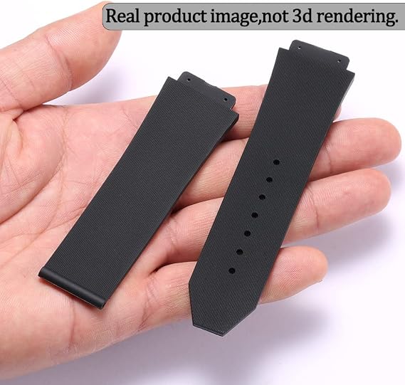 25mm x 19mm Replacement Rubber Strap Compatible with Hublot Big Bang Silicone Watch Band Sports waterproof Linear texture bracelet