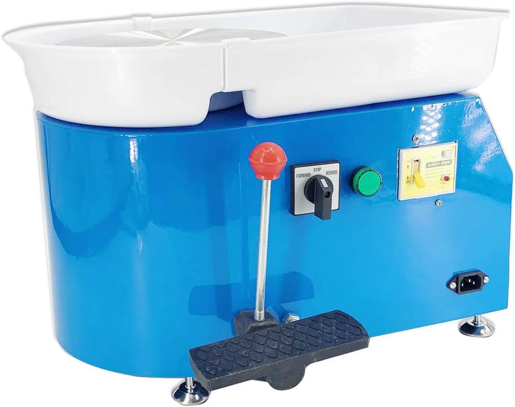 Cozyel Pottery Wheel 25cm Pottery Forming Machine 110V 350W Electric Pottery Wheel DIY Clay Tool with Joystick and Removable Tray for Ceramic Work Ceramics Clay Art Craft (Blue)