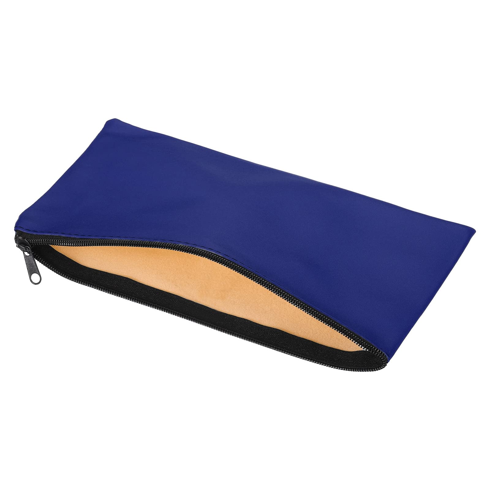 YOKIVE Waterproof Zipper Bags, Leatherette Pencil Case Deposit Cash Storage Bag Cosmetics Organizers Pouch, Great for Office(Blue)
