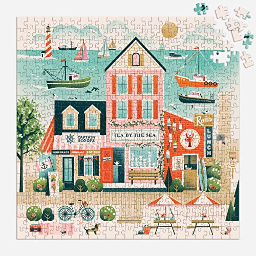 Galison Beside The Sea – 500 Piece Puzzle Fun and Challenging Activity with Bright and Bold Artwork of Charming Village and Sea Scenery for Adults and Families - Image 5