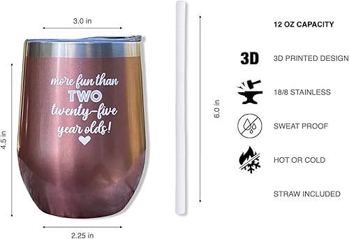 Miniatura 2 de Vaso con texto en inglés "More Fun Than Two Twenty-Five Year", regalo de cumpleaños número 50, taza de viaje del 50 cumpleaños, regalo de fiesta de