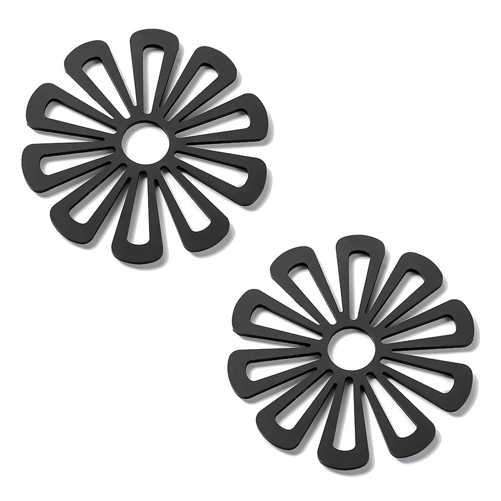 2 Pcs Silicone Trivets for Hot Pans, Heat Resistant Non Slip Trivets, Thicker Reusable Silicone Heatproof Hot Pan Mats, for Kitchen Cooking Dining Kitchen Worktop Teapot Stand.(Black)