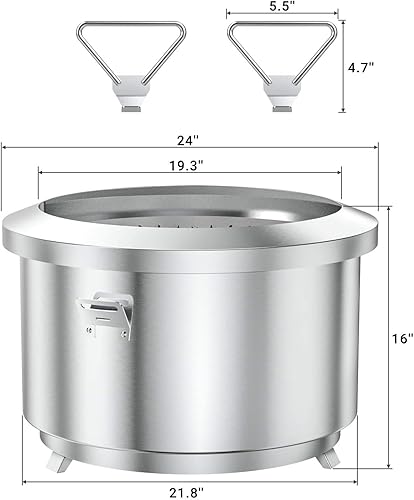 Miniatura 6 de Onlyfire - Cuenco de fuego de acero inoxidable sin humo de 24 pulgadas, estufa de leña portátil con asas desmontables para acampar en el patio
