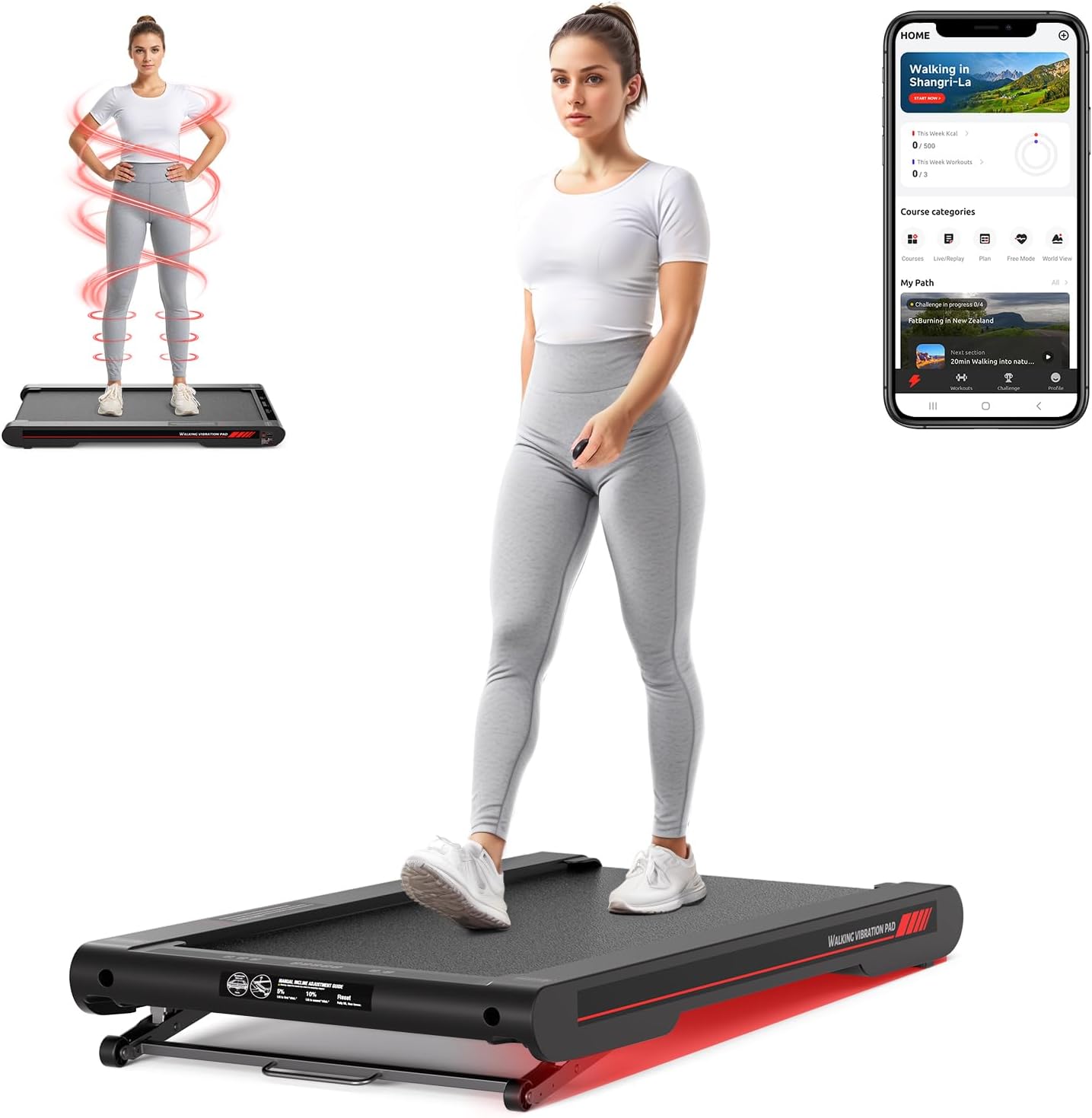 Budget | Sperax Walking Vibration Pad with APP，4 in 1 Under Desk Treadmill for Home, Portable Vibration Machine 150KG Capacity 2026