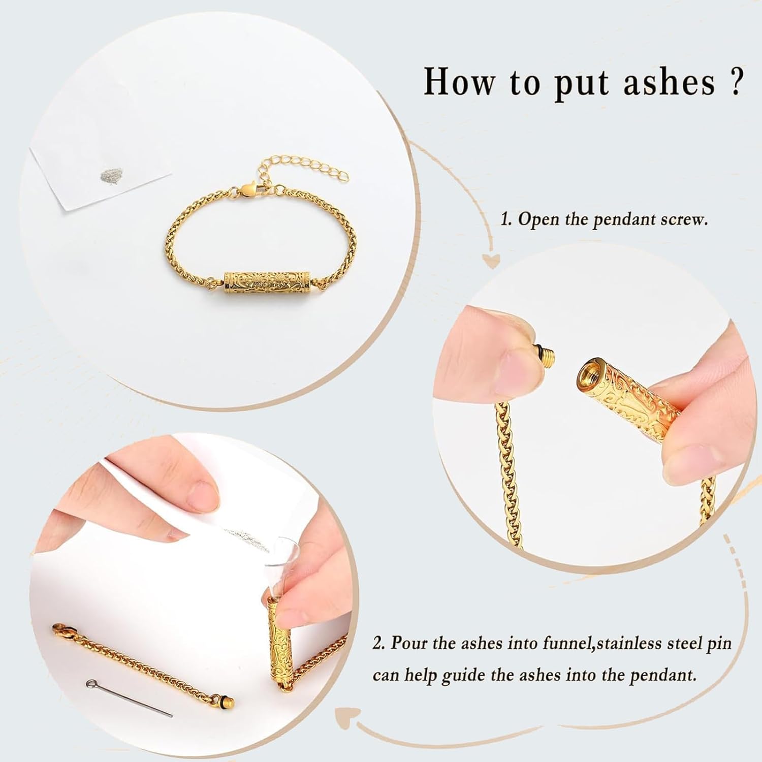 zeqingjw Sunflower Cylinder Cremation Urn Bracelet for Ashes Stainless Steel Memorial Jewelry Loved Ones Ashes Holder Keepsake Bangle for Women - Image 7