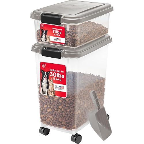 IRIS USA Airtight Dog Food Storage Container Combo, 30 lb & 11 lb Bin