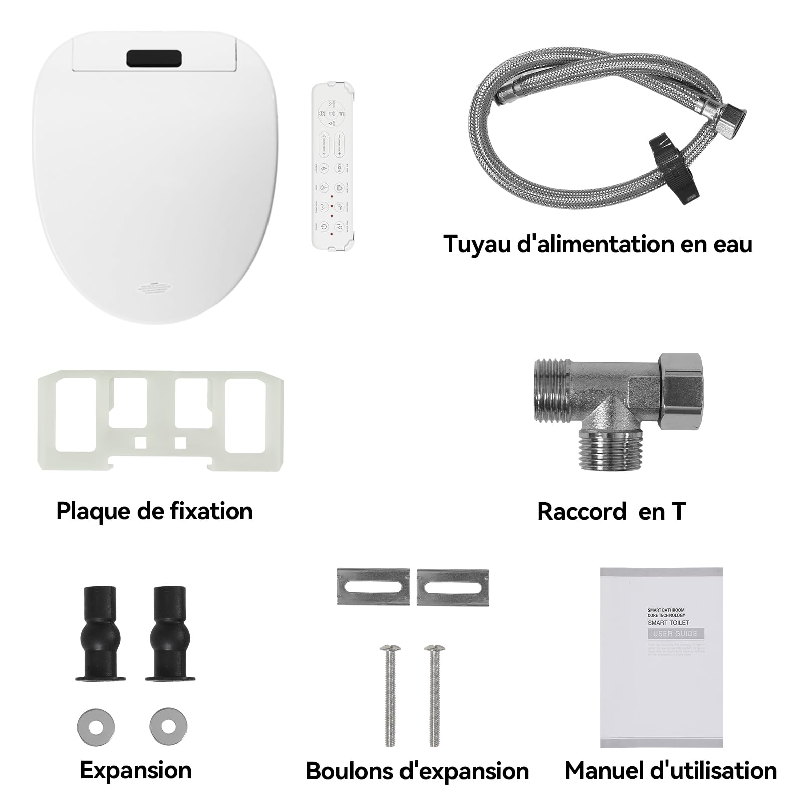 YOURLITE Siège de Toilette Intelligent,Abattant WC Japonais électrique,Siège Toilette Japonaise,Bidet Chauffant avec Buse,Frein de Chute,Séchage,Veilleuse,Télécommande,Forme V,Blanc