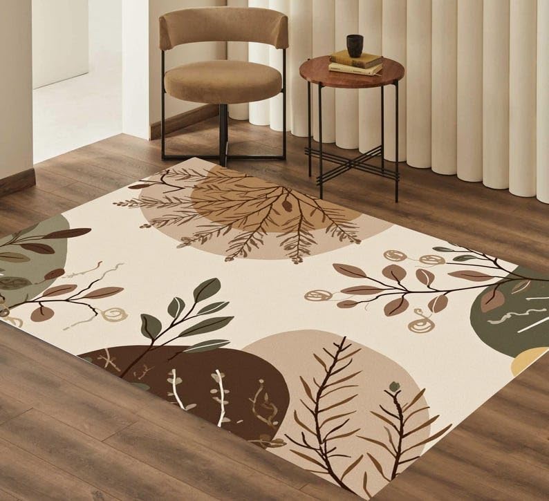 Tapis à motif floral grand format 180x250 imprimé bohème 3D pour salon et couloir