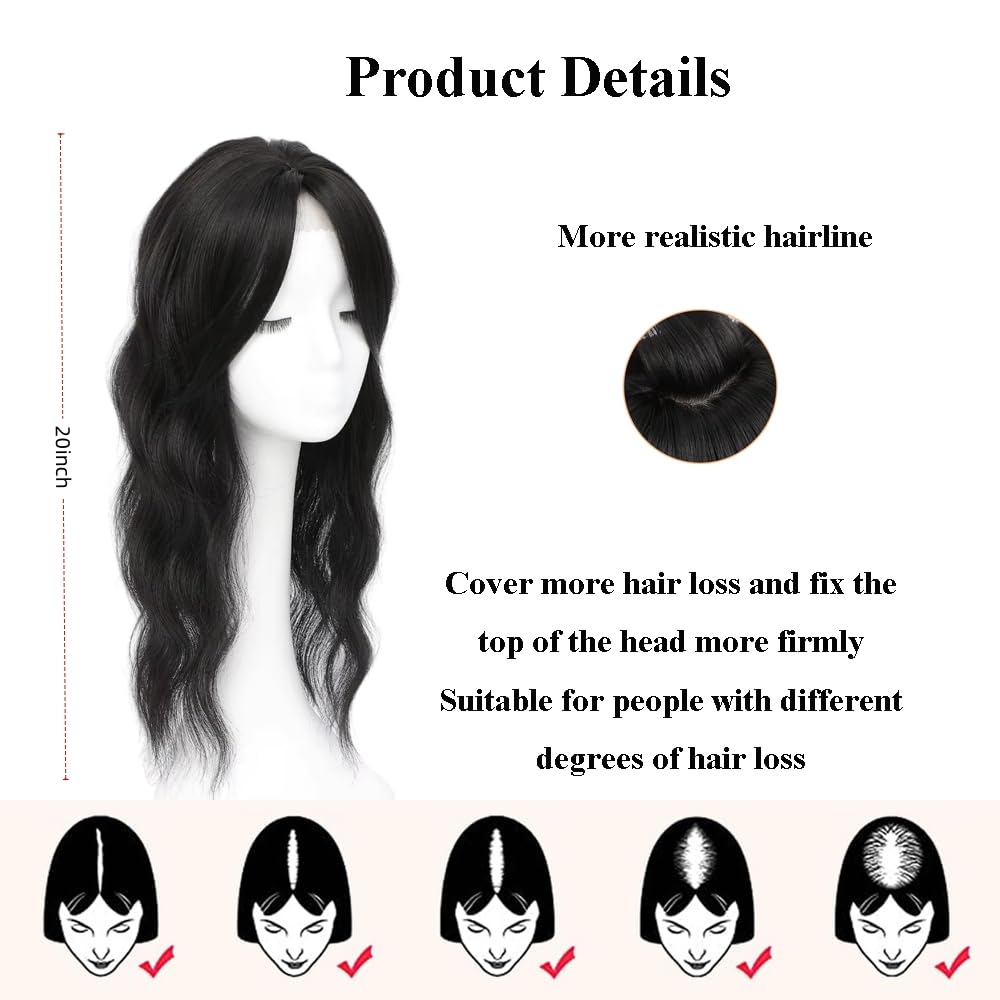 20 inch Synthetic Wavy Hair Topper for Women 7"x7" Base, Thinning Hair (2H/33#, 20 INCH) - Image 4