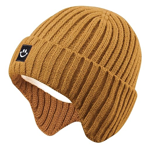Image of MaxNova Baby Winter Hat Toddler Beanie Hat Earflap Knit Cap for Boys Girls 0-8 Years