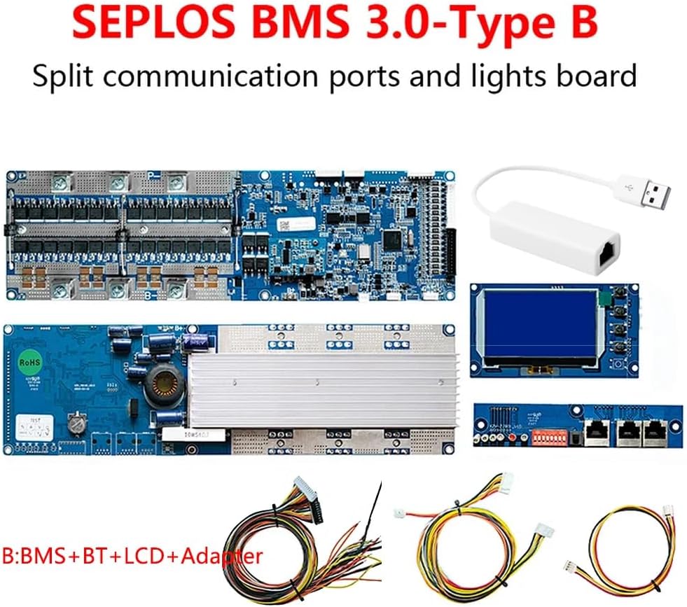 Seplos BMS 3.0 Type B with split communication ports and lights board