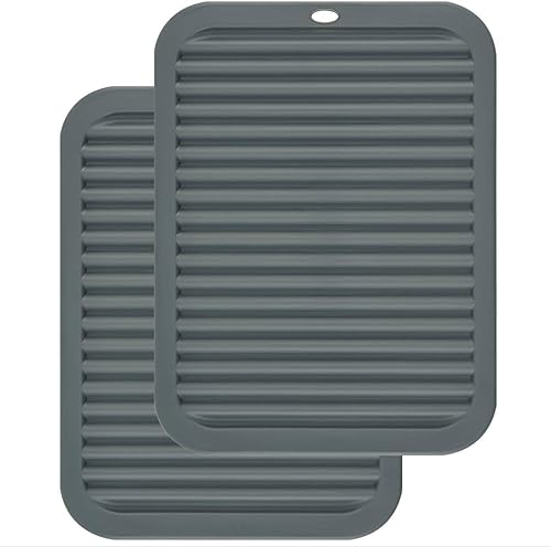 Miniatura 2 de Juego de 2 salvamanteles de silicona de 9 x 12 pulgadas, multiuso, antideslizantes, flexibles, duraderos, resistentes al calor, color rojo, verde,