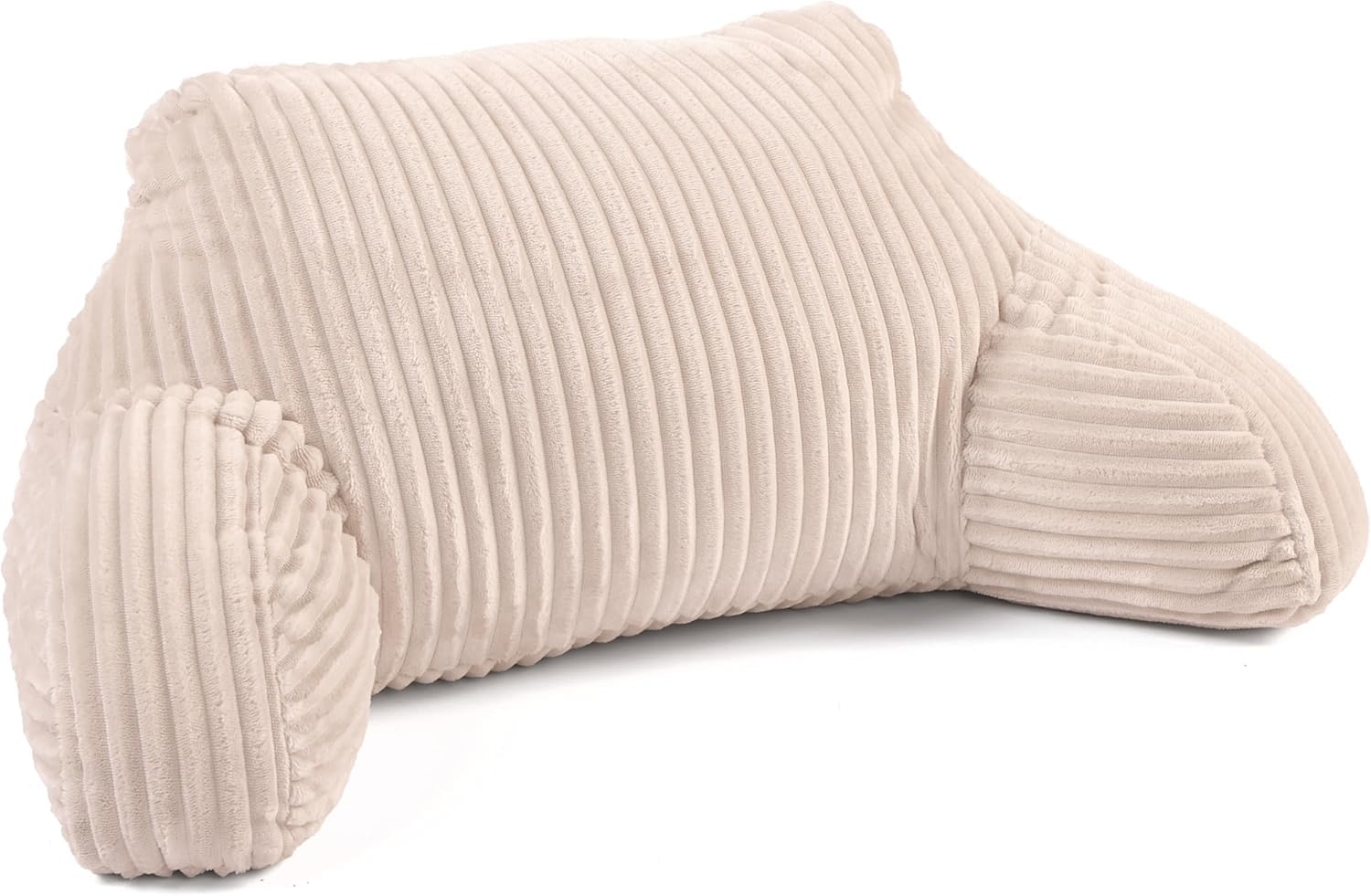 Downland Huggleland Jumbo Velvet Cord Reading Pillow with Arms, Cuddle Cushion for Adults Soft Cosy Supportive Teddy Pillows with Arms Pregnancy Pillow Relaxing at Home (Cream)