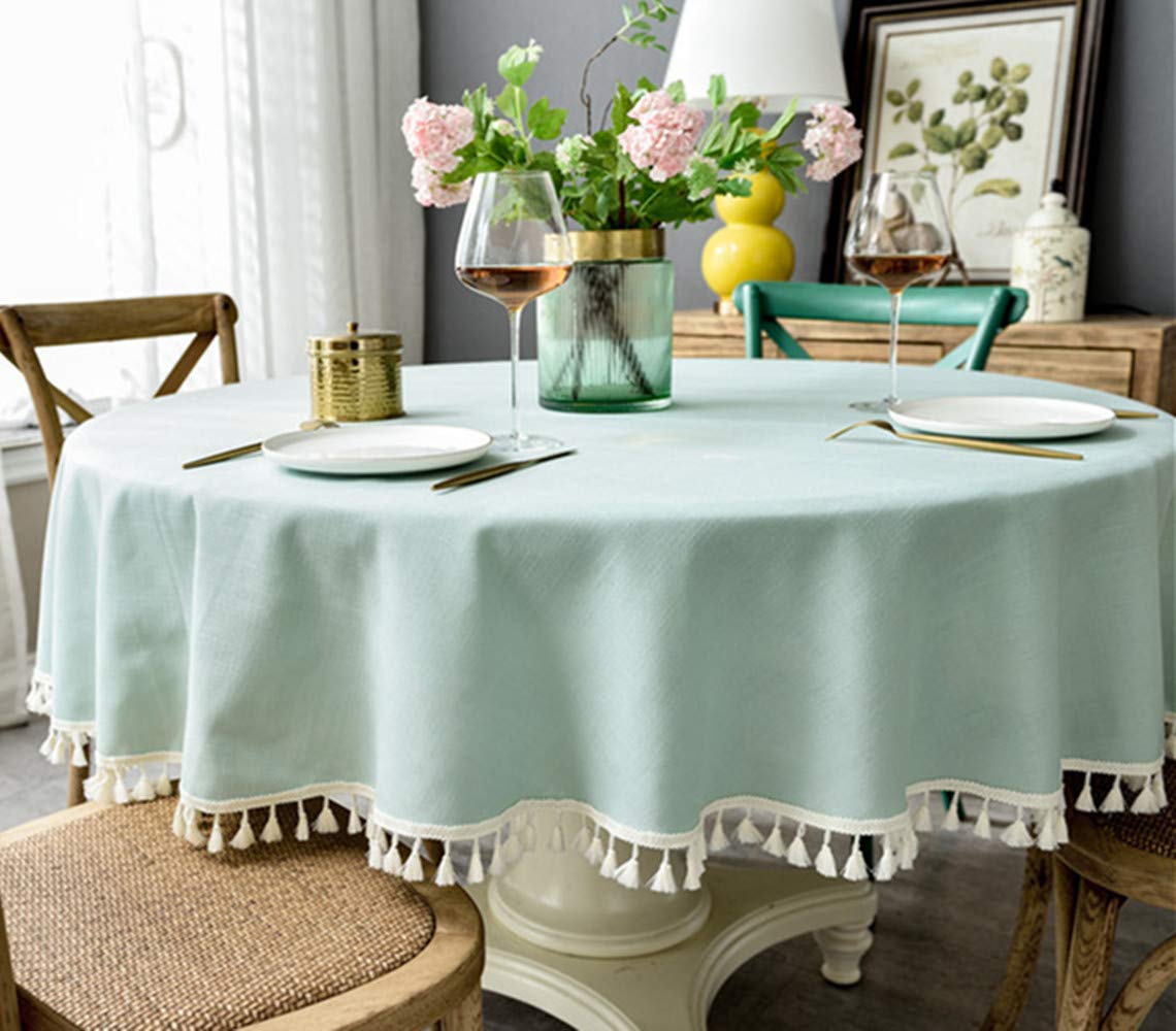 Mantel redondo de color sólido para fiestas y banquetes, 220 cm de diámetro, tela azul cielo, elegante mantel para bodas, eventos, decoración del hogar