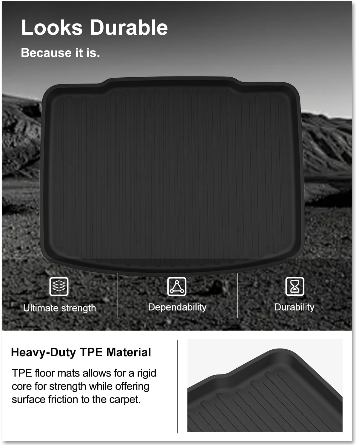 KIWI MASTER Cargo Mat for 2017-2022 Honda CR-V (Tray in Lower Position), Custom Fit All Weather Rear Cargo Liner, Heavy Duty TPE Tray Trunk Mat, Black - Image 5