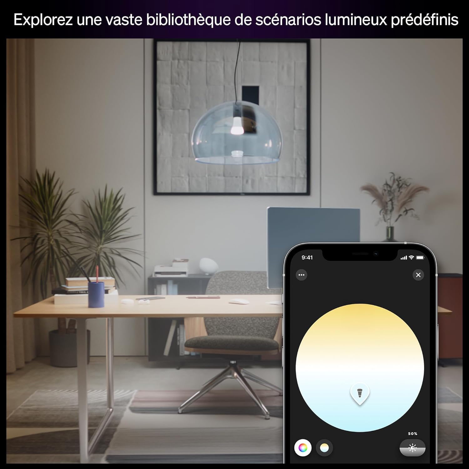 Philips Hue Ampoule connectée LED A60, White Ambiance, Ampoule Philips Hue E27, 6 W, Spectre complet 1000-2000 K, 810 lm, Intensité variable, Compatible avec Alexa, Google et Apple Home, pack de 4