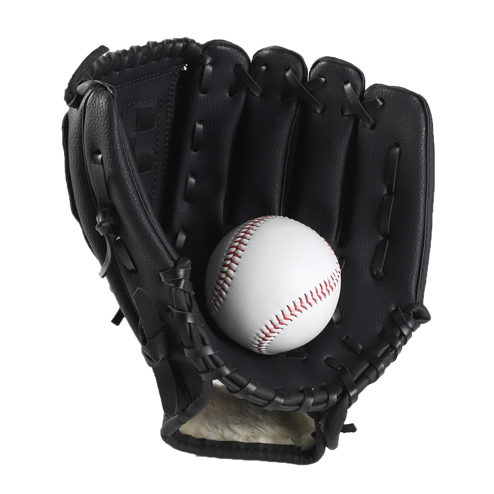 Baseball Glove,Sports Batting Gloves,Throw Catching Softball Glove 9.5"/10.5"/11.5"/12.5" Baseball PU Leather Left Hand Catcher's Mitt for Youth Kids Adult (Black, 10.5")