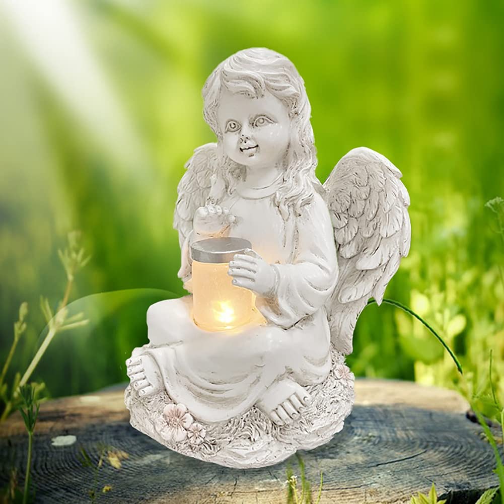 Statue D'ange Solaire Pour Extérieur - Décoration De Jardin, Cimetière Ou Terrasse | Lumière Automatique Et Résistante Aux Intempéries - 2