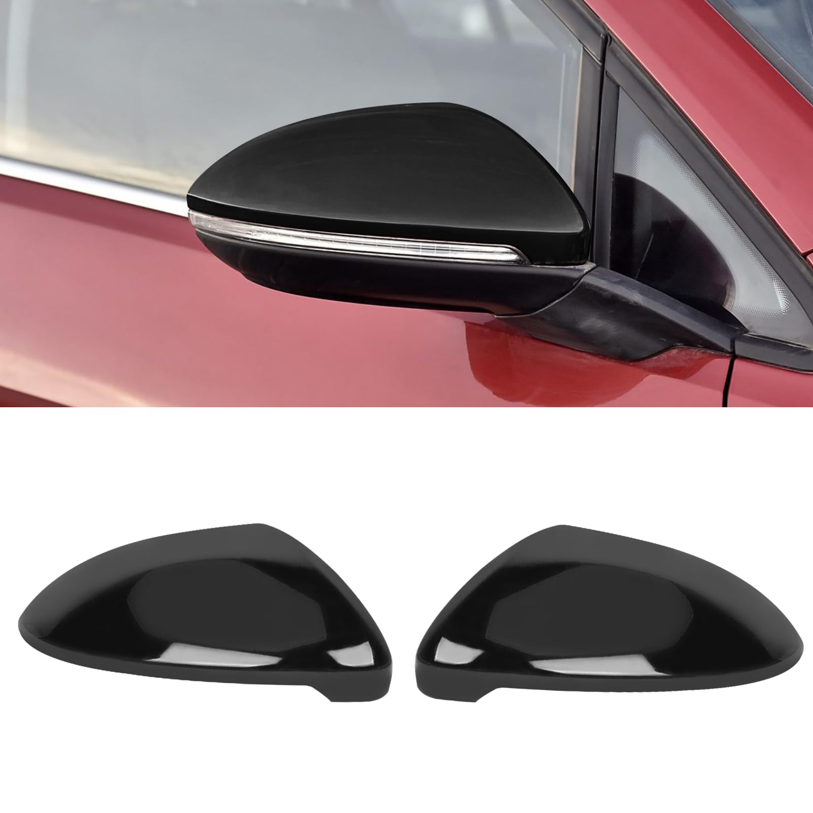 TTCR-II 2 PCS Compatible avec Coque de Rétroviseur VW Golf 7 Golf 7.5 2013-2018, Coques de Remplacement Rétroviseurs Auto Volkswagen Golf Hatchback/Estate/Alltrack Gauche + Droite-Noir