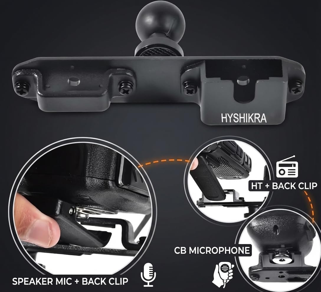 Support universel pour talkie-walkie avec adaptateur à bille de 25 mm, compatible avec les supports RAM, taille B, bras double prise
