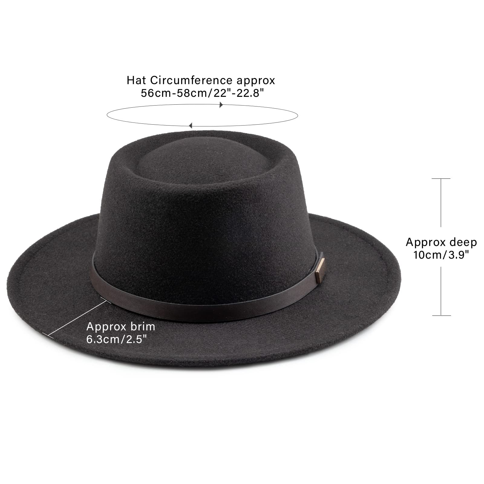 DRESHOW Sombrero de ala ancha Fedora para mujer Hebilla de cinturón Retro Panamá Floppy Hat