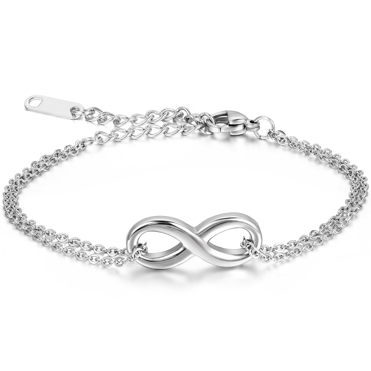 CupimatchPulsera Mujer Símbolo Infinito Acero Inoxidable Brazalete Infinito Regalo Amor Hipoalergénico Aniversario de Boda Regalo Cumpleaños Salud