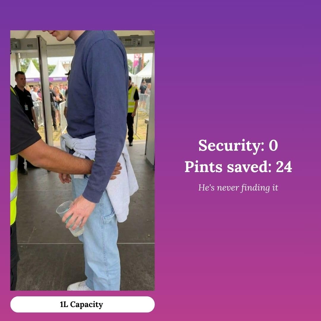Secret Flasks – Boozey Bladder – Capacità 22 bevande (1 l) – La fiaschetta segreta più segreta per contrabbandare alcolici ovunque – più notti epiche fuori senza la pesante linguetta da bar