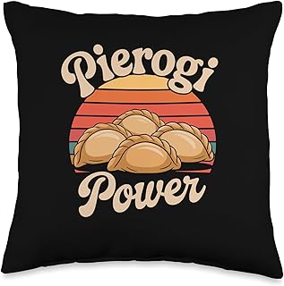 Pierogi Power Polish Dumpling Lovers Retro Style Throw Pillow