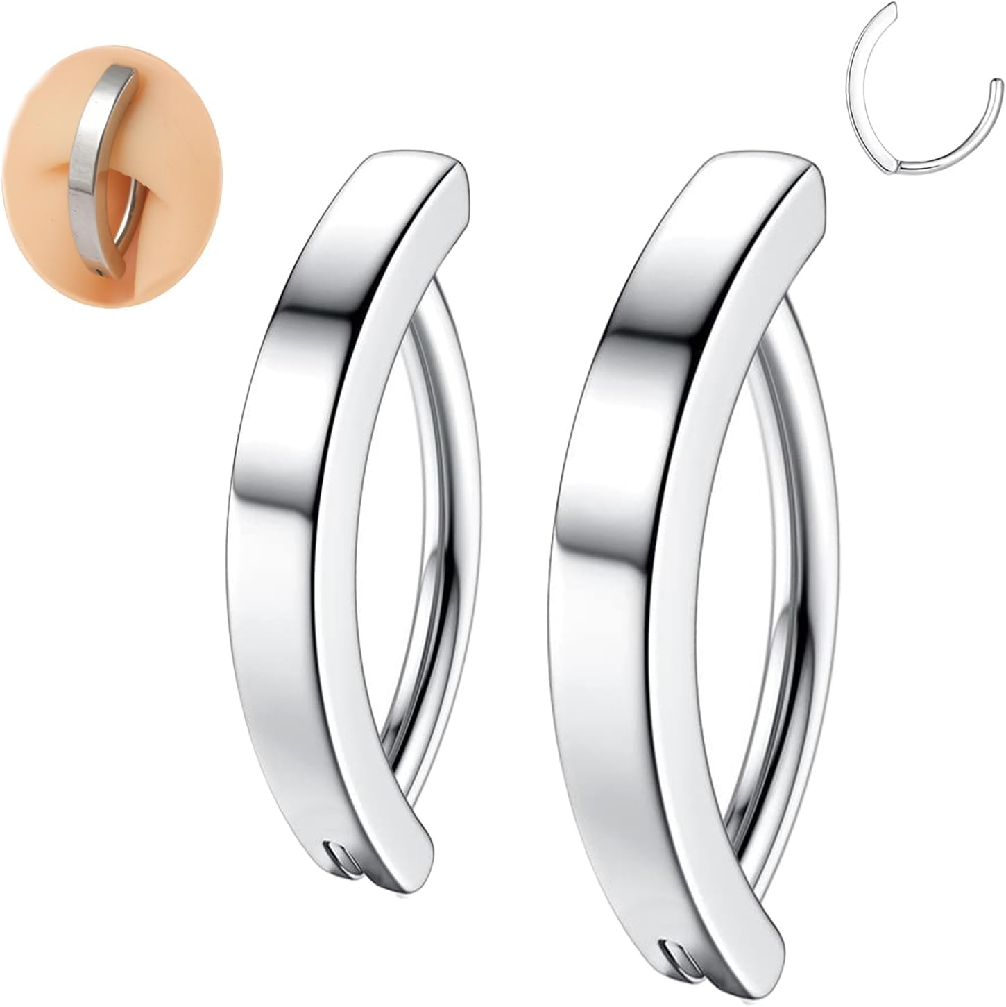 14G Clicker Belly Button Ring，Surgical Stainless Steel Hinged Belly Button Rings Belly Barbell Piercing Navel Barbell Body Jewelry 2PCS