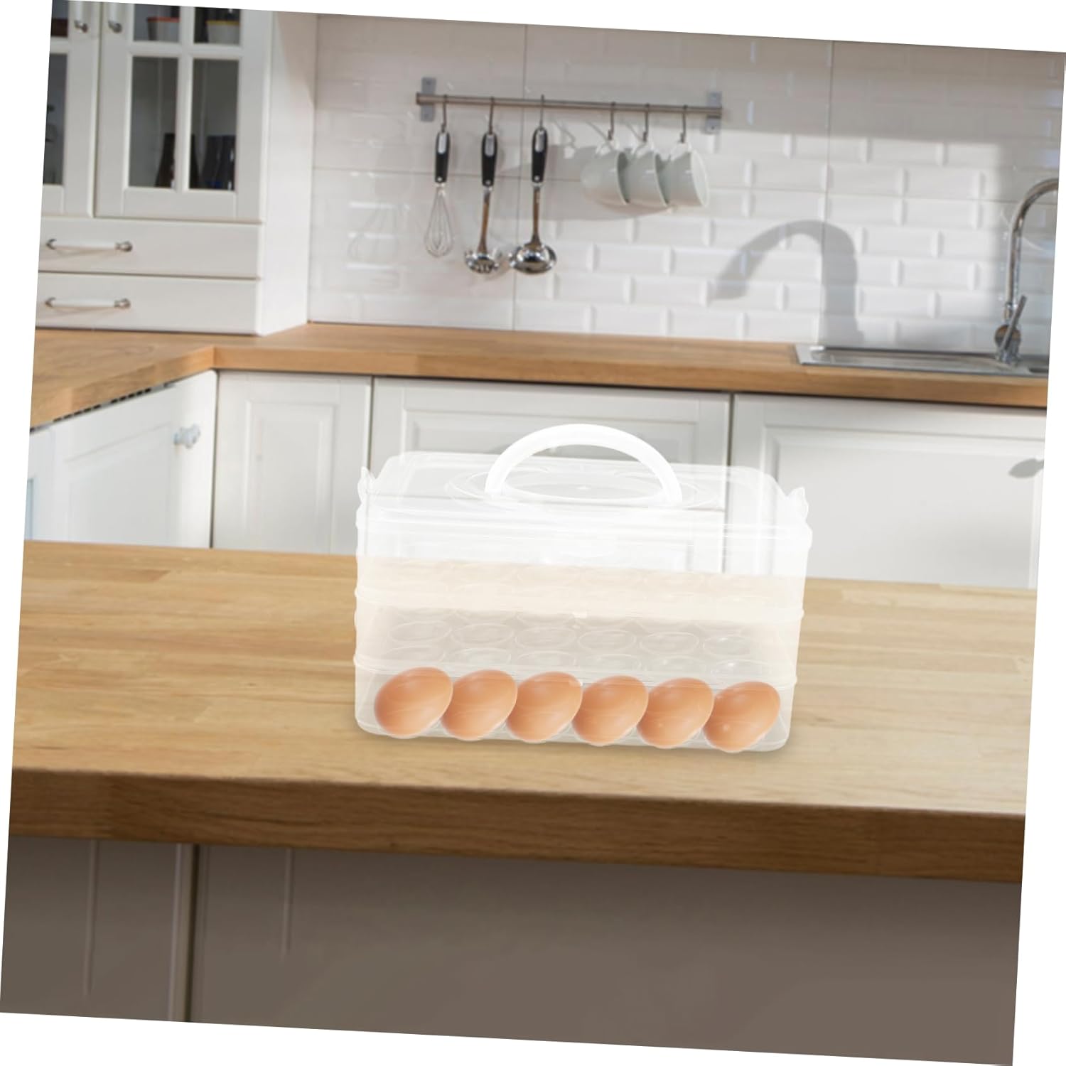 Stackable Holder with Lid for Eggs for Fridge Secure Locking Design for Transport for Kitchen and Festive Occasions