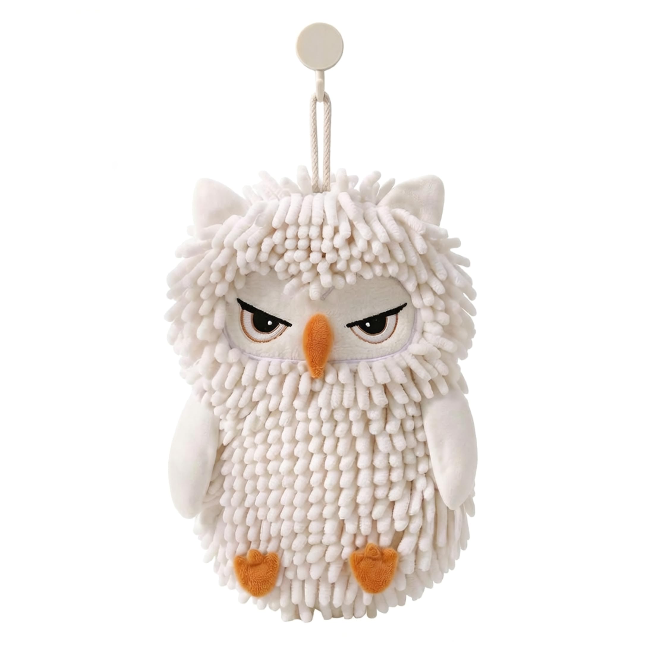 Monwssoe Chenille Hand Towel, Cute Owl Chenille Towel, Absorbent Fast-drying Hanging Hand Towels For Kitchen & Bathroom - White, 8.66x11.02inch