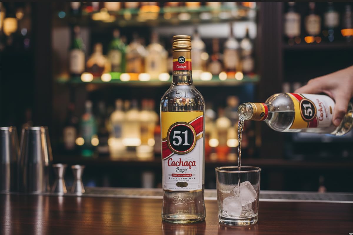 CG94 Cachaça 51 Pirassununga Distillato Brasiliano, 700 ml, 40% Alcol, Bottiglia di Vetro con Confezione Global Dream