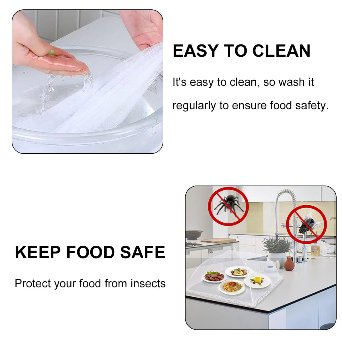 Cubiertas para Alimentos, Cubierta Plegable para Alimentos, Cubierta Contra Moscas, 3 Piezas Mosquitera Comida Desplegable, Cubierta Plegable para Tartas, Cubierta Protectora Alimentos Fresca, 32*32cm