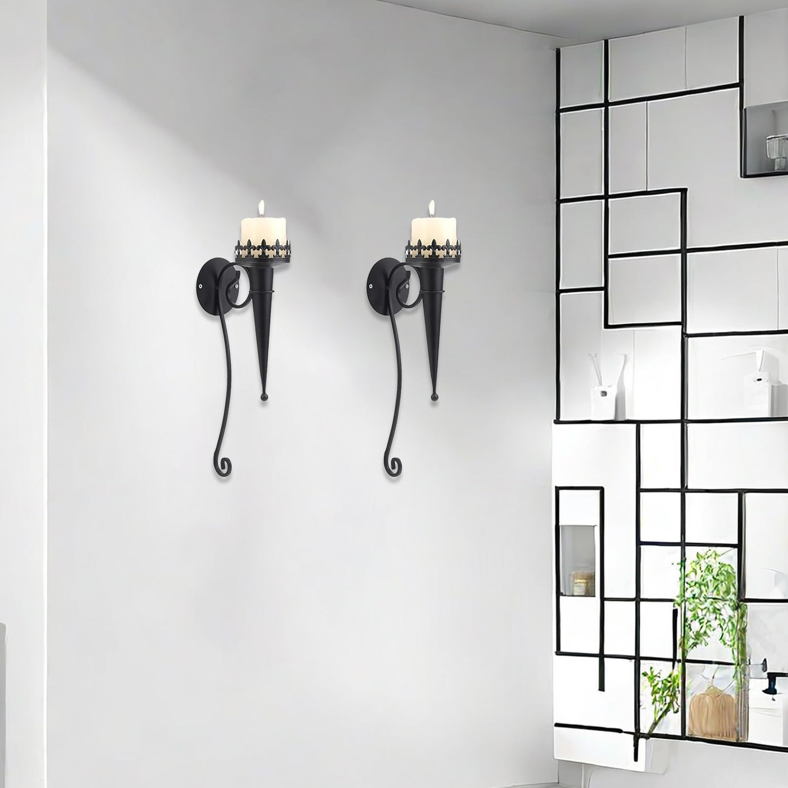Portacandele da parete – Portacandele decorativo a colonna, multiuso, per camera da, soggiorno e decorazione per la casa, elegante e funzionale accessorio per candele da parete