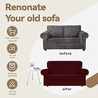 Vista 145 de WEERRW Fundas de terciopelo para sofá de 2 cojines, fundas de sofá de felpa de terciopelo de lujo de alta elasticidad, con parte inferior elástica