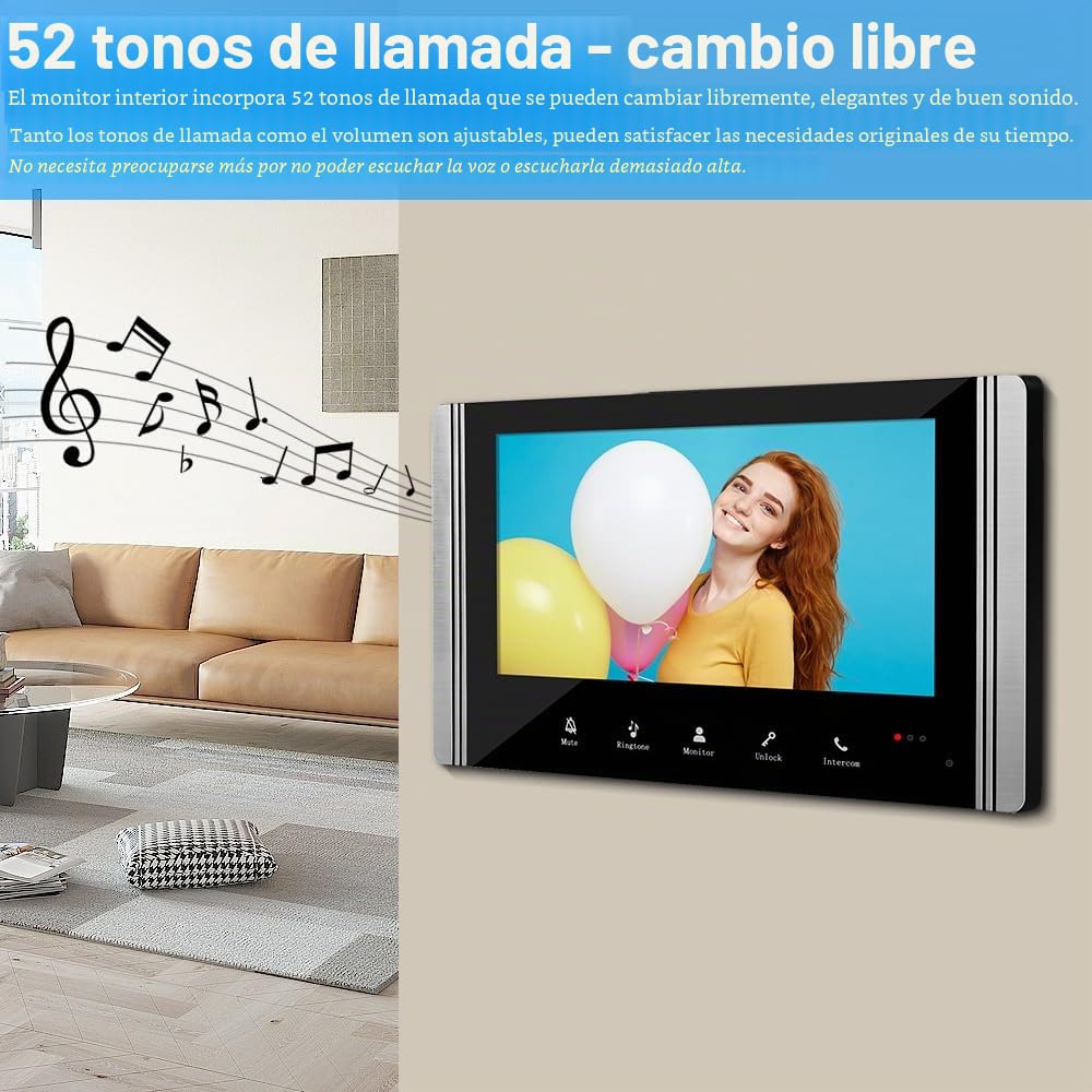 Video Intercomunicador con Cable 7 Pulgadas Video Puerta Sistema Kits Apoyo Desbloqueo Monitoreo para Villa Casa Oficina Apartamento
