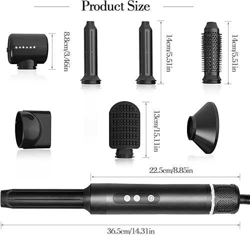 Miniatura 7 de Juego de cepillos secadores de pelo  7 en 1 Airwrap Styler 110000 RPM Sistema de secado de peinado de aire de alta velocidad, cepillo de aire
