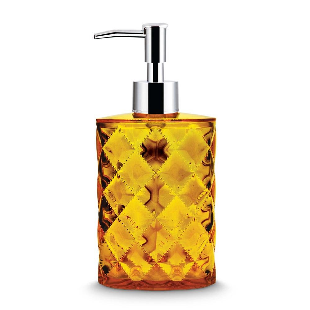Freelance Crystal Acrylic Soap Dispenser for Wash Basin - Orange - Stylish Liquid Handwash/Hand Wash Bottle - Plastic Ba