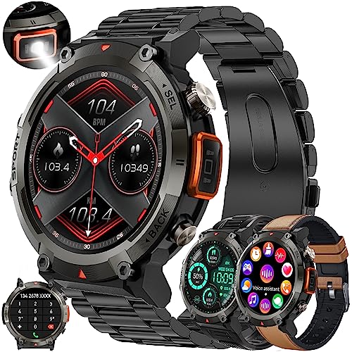 Fitcxjx Smartwatch Hombre Con Llamada Bluetooth Marcación, 1,45 Reloj Inteligente 5atm Con Linterna, Reproductor De Música, Spo2, Presión Arterial, Pulsómetro, Monitor Sueño Smartwatch Android Ios Fitcxjx Smartwatch Hombre Con Llamada Bluetooth Marcación, 1,45 Reloj Inteligente 5atm Con Linterna, Reproductor De Música, Spo2, Presión Arterial, Pulsómetro, Monitor Sueño Smartwatch Android Ios