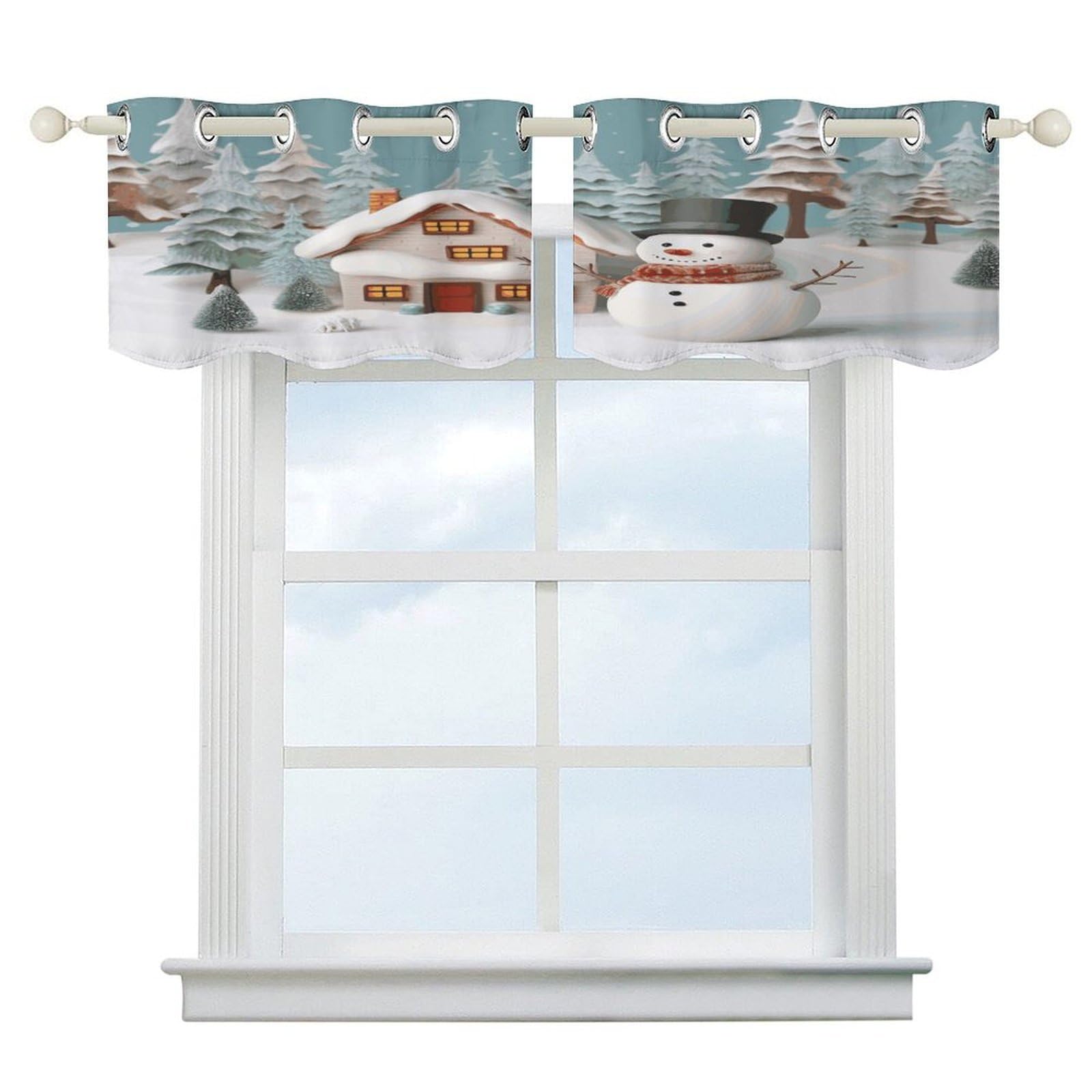 Cortinas opacas de 52 x 18.1 pulgadas con bolsillo superior y motivo de pueblo moderno