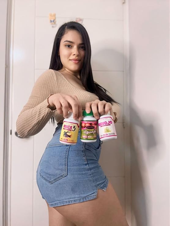 Bigger Booty, Bust & HIPS Aguaje + Maca 3 + Wild Hinojo Pills Natural Curve Shaping Supplement 3 Bottles / 1 Month Supply