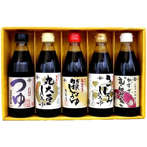 宮醤油店しょうゆ詰合せ(360ml×5本) 特撰・さしみしょうゆ・丸大豆・かずさむらさき・めんつゆ