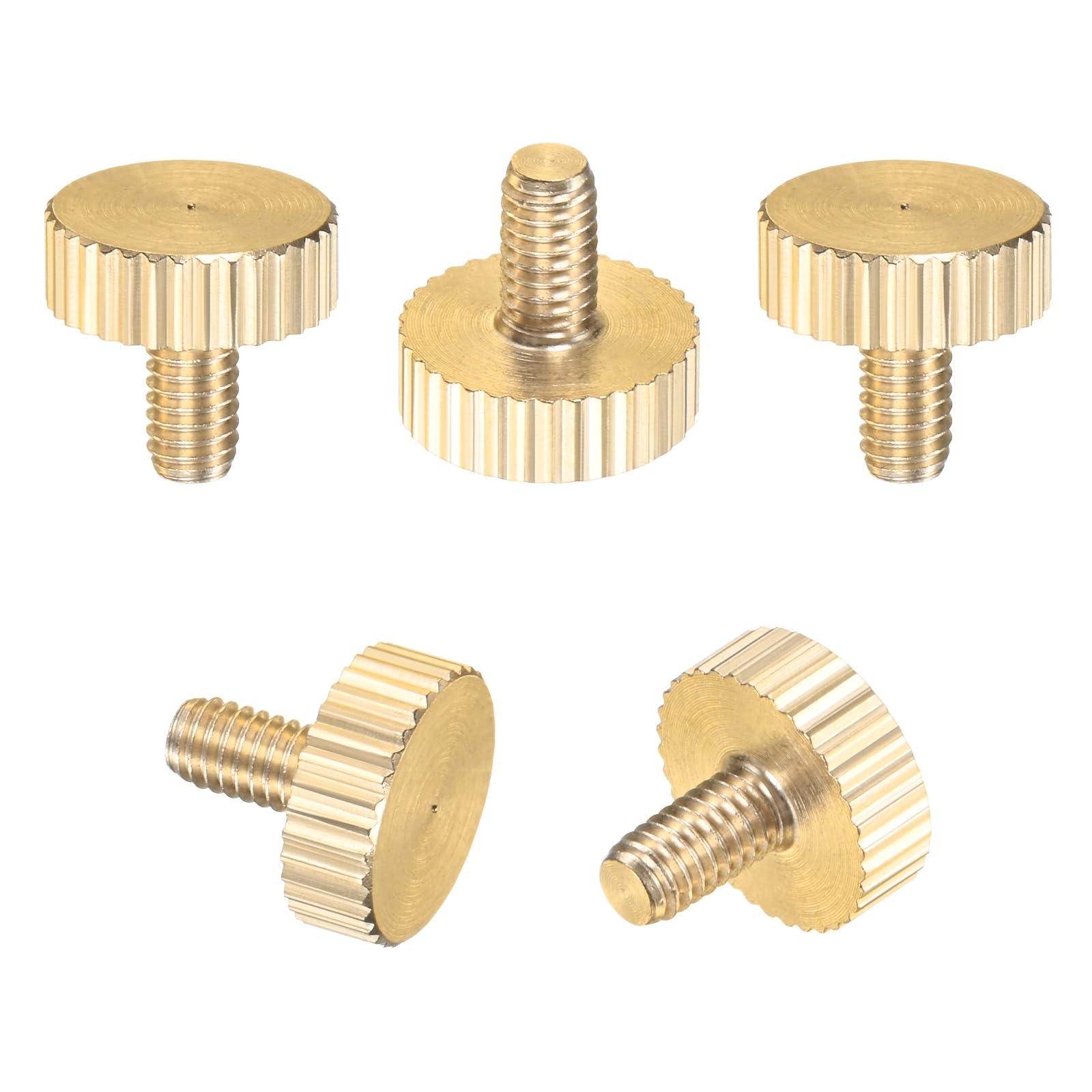 M METERXITY 5-Pack Knurled Thumb Screws M4x8mm Solid Brass Flat Head